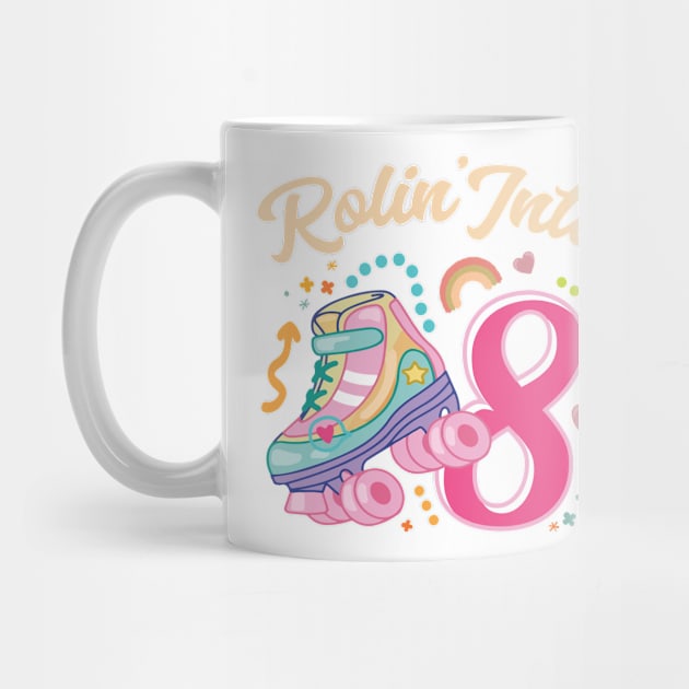 Roller Skate Groovy 8th Birthday Girls B-day Gift For Kids Girls toddlers by FortuneFrenzy